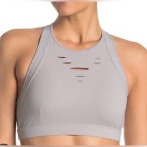 NWT Alo Yoga Gray Ripped Warrior Sports Bra Top (Size: S)
